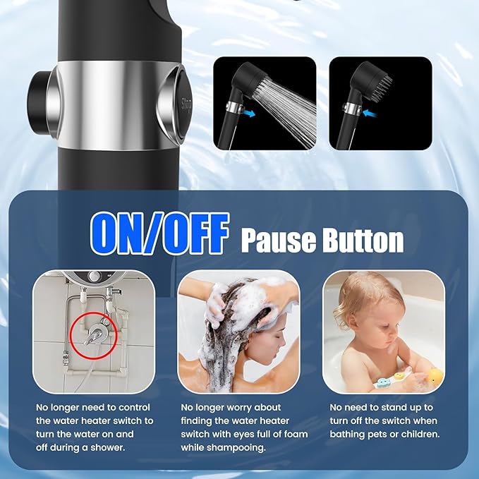 Filtered Shower Head with Handheld, High Pressure 3 Spray Mode Showerhead with 18 Stage Water Softener Filters for Hard Water - Remove Chlorine-BLACK-PawvioPets