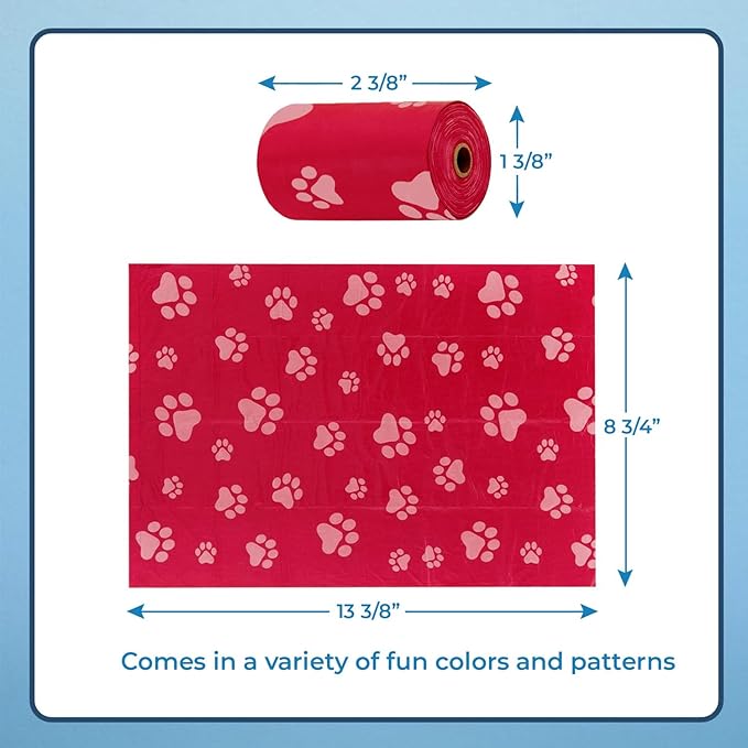 Best Pet Supplies Dog Poop Bags (240 Bags) for Waste Refuse Cleanup, Doggy Roll Replacements for Outdoor Puppy Walking and Travel, Leak Proof and Tear Resistant, Thick Plastic - Red-PawvioPets