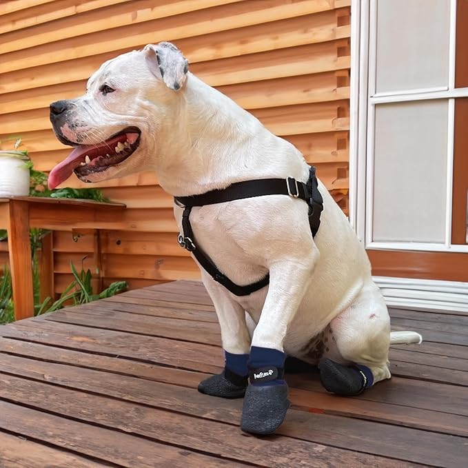 Double Dipped Thick Textured Waterproof Cotton Dog Socks | PawFlex Comfy Pawz Soft Indoor/Outdoor Pet Booties | Non-Slip Silicone Grip at Inner Wrist for No Twisting or Sliding Off| Adjustable Strap-PawvioPets