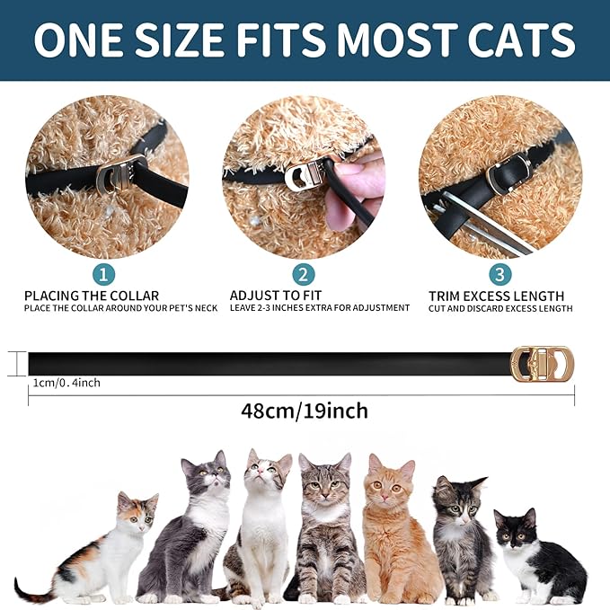Flea and Tick Collar for Cats - 4 Pack, 32 Month Protection Treatment, Waterproof, Natural Prevention, Adjustable for Cats & Kittens (Black)-PawvioPets