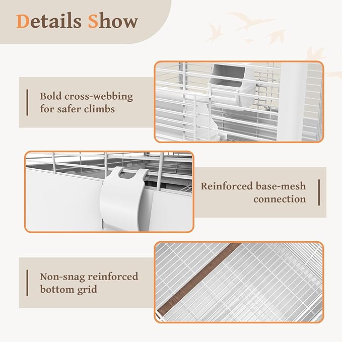 Clear View Bird Cage with Play Top, Modern Rolling Flight Cage for Parakeets, Cockatiels, Conures, Lovebirds, White Parrot Cage with 0.4" Bar Spacing, Slide-Out Tray & Accessories-PawvioPets