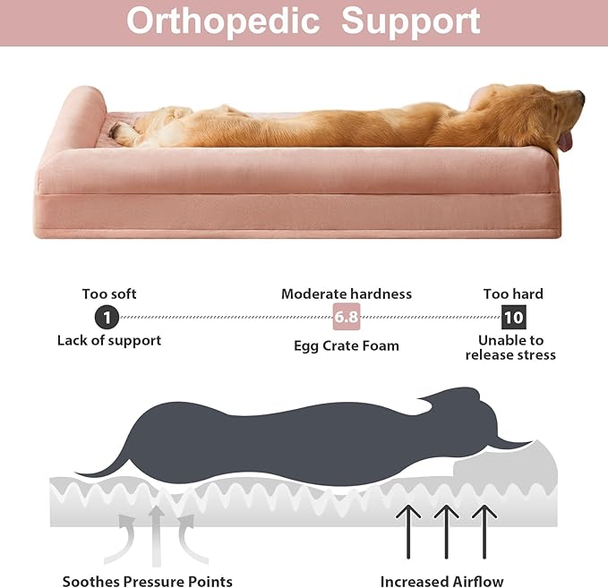 BFPETHOME Dog Beds for Large Dogs, Orthopedic Dog Bed for Medium Large Dogs,Big Waterproof Couch Pet Bed with Removable Washable Cover-PawvioPets