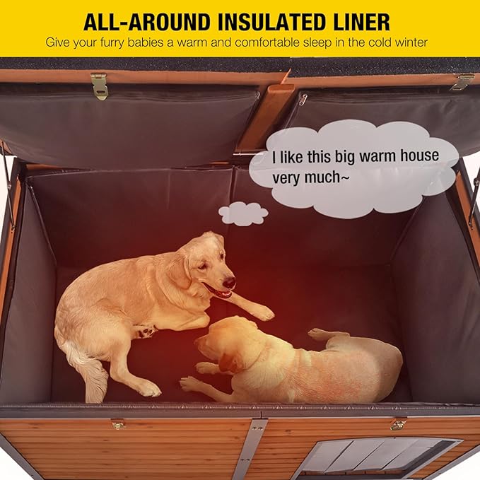 Aivituvin 59" Large Dog House 100% Insulated Dog Kennel with Liner for Winter,Waterpoof for Outdoor & Indoor Use.-PawvioPets