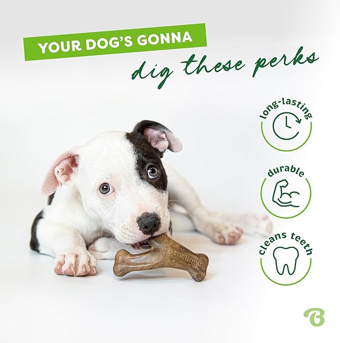 Benebone Wishbone Durable Dog Chew Toy for Aggressive Chewers, Real Bacon, Made in USA, Tiny-PawvioPets