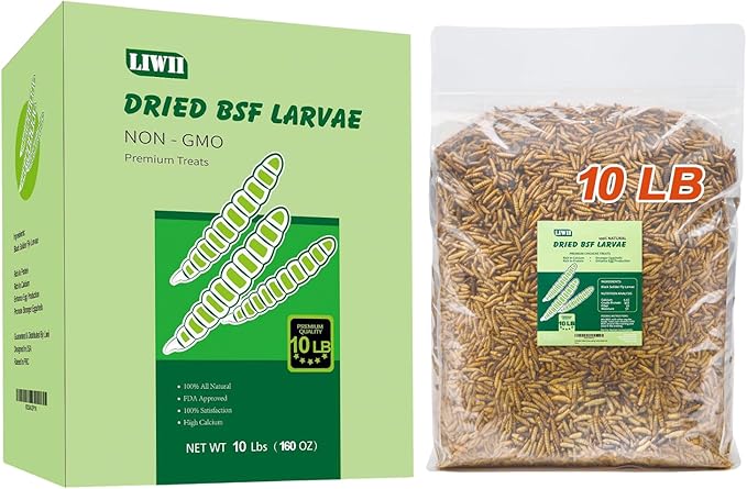 10LB Dried Black Soldier Fly Larvae, 86X Calcium Than Dried Mealworms, High Protein Non-GMO Organic Chicken Feed-PawvioPets