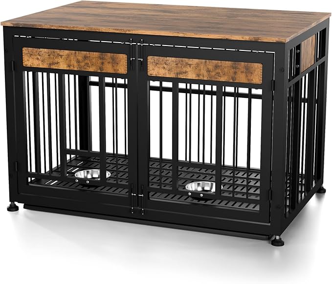 48 Inch Heavy Duty Dog Crate Furniture for Large Dogs, Decorative Pet House End Table, Extra Large Wooden Cage Kennel Furniture Indoor-PawvioPets