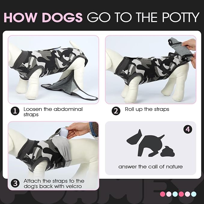 FUAMEY Dog Recovery Suit Male,Dogs Surgery Neuter Suits Puppy Spay Shirts for Female Protect Dog's Skin Anti Licking Abdominal Wounds Doggie Onesie Pet Bodysuit Alternative to Cone Grey Camouflage XS-PawvioPets