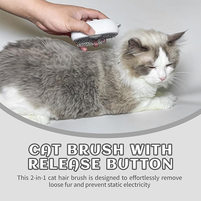 3-in-1 Rechargeable Steam Brush for Cats & Dogs - Anti-Static Spray Pet Grooming Brush with Warm Mist Massage, Hair Shedding Control, Detangling Comb & Cleaning Tool for Effective Deshedding-PawvioPets