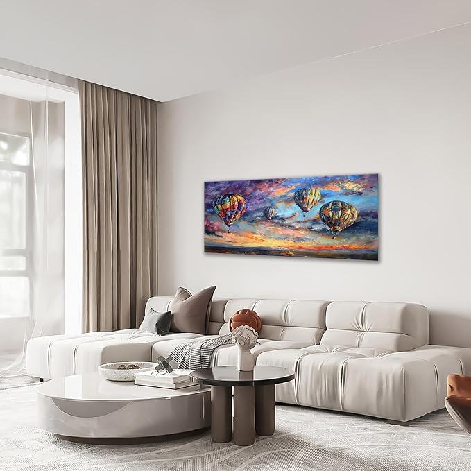 Extra Large Wall Art Hot Air Balloons Canvas Living Room Pictures Framed Prints Colorful Oversize Wall Decor Animal Painting Artwork for Bedroom Dining Home 60"x30"-PawvioPets