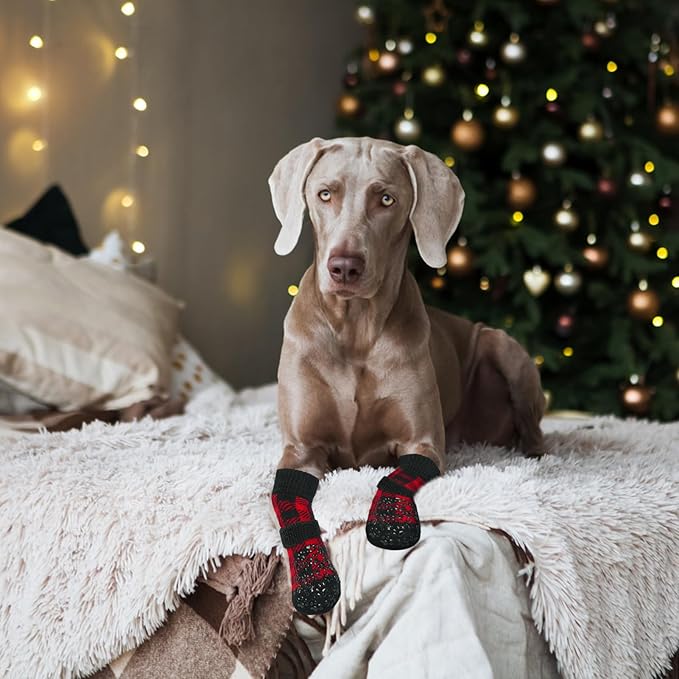 EXPAWLORER Anti-Slip Dog Socks-Double Sides Grips Traction Control on Hardwood Floor,Dog Shoes for Hot/Cold Pavement,Best Paw Protector,Prevents Licking,for Puppy Small Medium Large Senior Dogs-PawvioPets