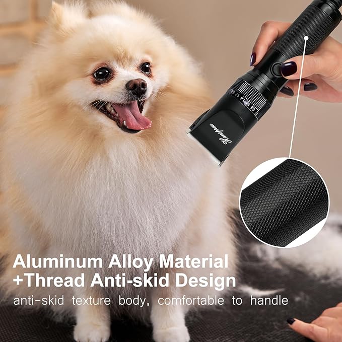 Dog Clippers for Grooming, 12V Professional Dog Clippers，Heavy Dutt Corded Pet Hair Trimmer Pet Trimmer for Thick Hair with Guard Combs Brush-PawvioPets