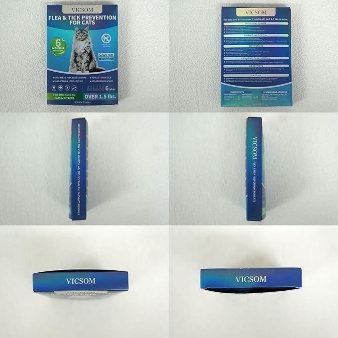 Flea Treatment for Cat Flea and Tick Prevention for Cats Kitten, 6-Month Supply, Cat Flea Treatment & Control, Repellent, Fast Acting Topical Drops for Cats, Over 1.5 lbs, 24-Hour Protect-PawvioPets