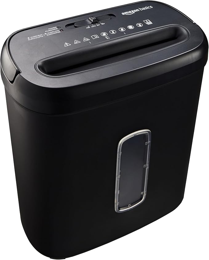 Amazon Basics 8-Sheet Cross Cut Paper Shredder and Credit Card Shredder - Black-PawvioPets