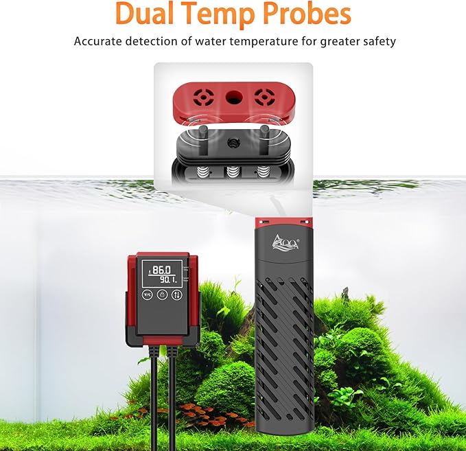 AQQA Aquarium Heater 100W for 8-20 Gal Fish Tank Heater PTC Betta Fish Heater Submersible Turtle Tank Heater with External Digital Controller (100W for 8-20Gal)-PawvioPets