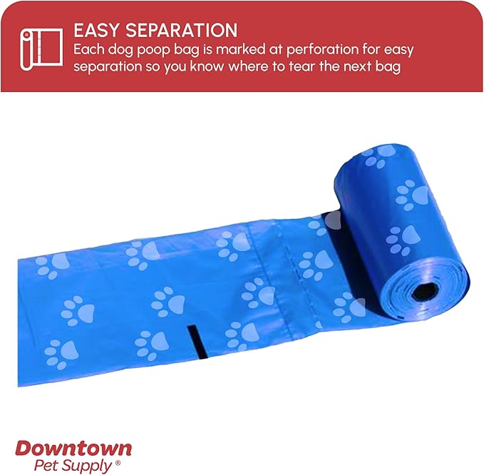 Downtown Pet Supply Rainbow Paw Print Poop Bags (2200 CT & 2 Dispensers) - Leak-Proof, Unscented, Clips to Leashes & Harnesses-PawvioPets