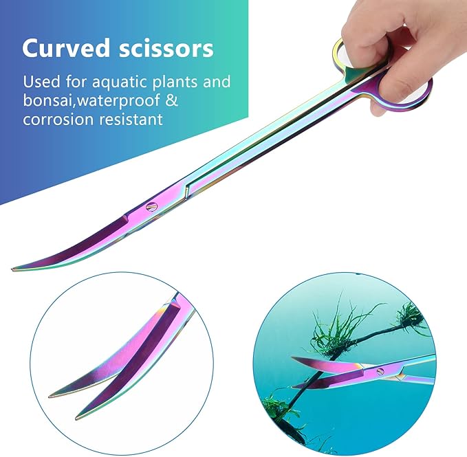 4 in 1 Quarium Aquascape Tools Kits, Anti-Rust Stainless Steel Aquatic Plant Aquascaping Tweezers, Scissors, Spatula for Aquarium Tank Cleaning Fish Tank Aquascape Tools Sets-PawvioPets