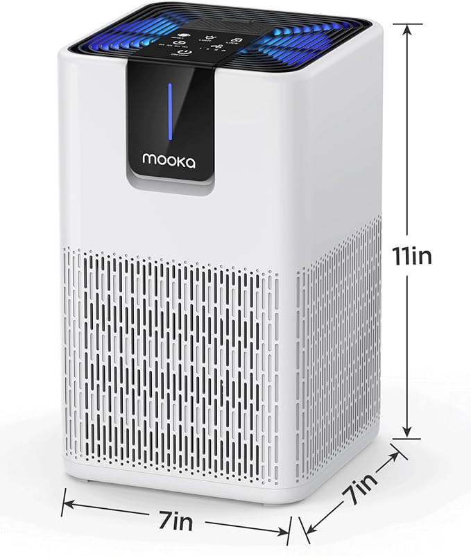 Air Purifiers for Home Large Room Up to 1250 Ft²,MOOKA H13 HEPA Air Purifier for Pets Dust Odor Smoke,Aromatherapy Function,Air Cleaner with 15dB Quiet Sleep Mode for Bedroom Office Living Room,White-PawvioPets