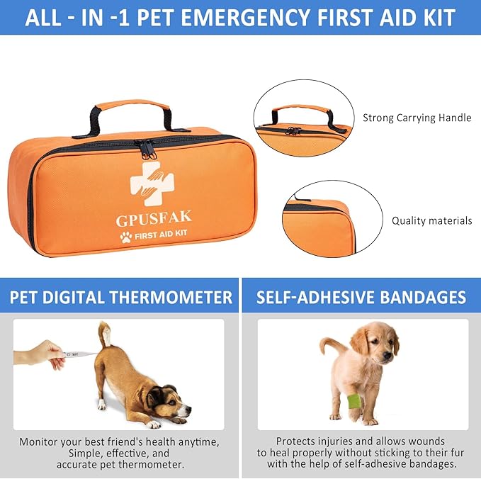Dog First Aid Kit - Pet First Aid Kit for Dogs with Pooper Scooper First Aid Supplies for Home Camping Hiking Traveling Hunting and Sports-PawvioPets