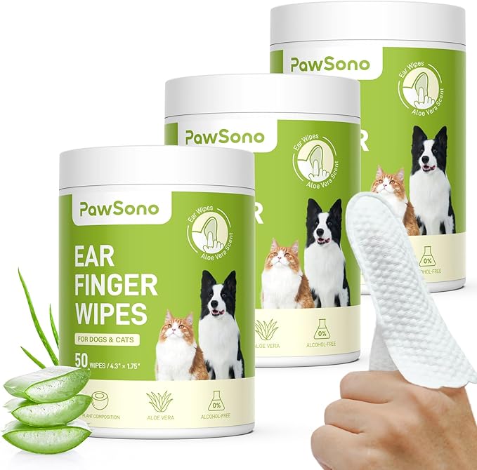 Dog Ear Finger Wipes for Dogs & Cats, 150 Count-PawvioPets