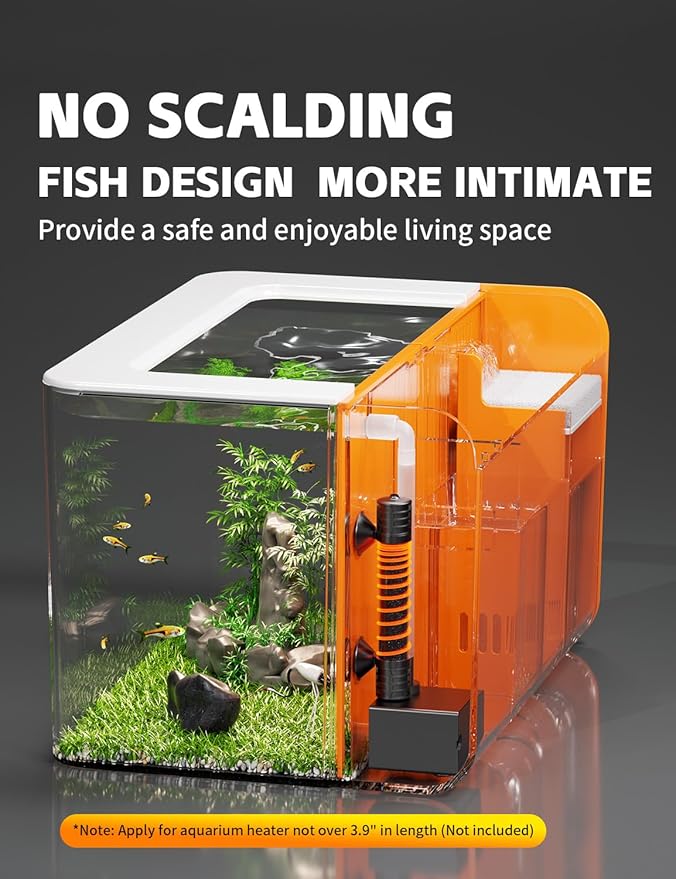 2.5 Gallon Fish Tank Small Aquarium Starter Kit with Hidden Filtration, 3 Color Light, Self Cleaning Nano Tank for Betta, Shrimp, Guppy, Angelfish-PawvioPets