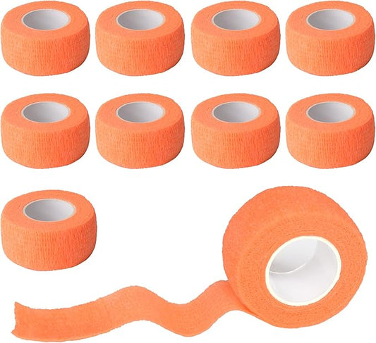 9 Pack 1" x 5 Yards Self Adhesive Bandage Wrap Self Stick Wrap for Ankle, Wrist, Finger, Sports, Breathable Cohesive Vet Tape for Pets (Light Orange)-PawvioPets