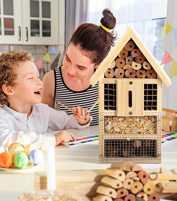 2 PK Large Cedar Wood Insect House Kit for DIY Project Backyard Insect House, Bee House, Nesting Habitat Shelters, Garden Shelter for Bees, Butterflies, Bugs-PawvioPets