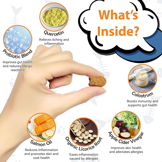 Cat Allergy Relief Chews 200 pcs - Cat Itchy Skin & Paw Licking Relief - Omega 3 & Probiotic for Cats - Anti-Itch Relief for Skin & Coat Health, Immune Support, Seasonal Allergies - Chicken Flavor-PawvioPets