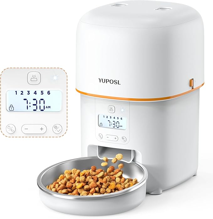 Automatic Cat Feeders - 2L Cat Food Dispenser Easy to Use, Timed Automatic Pet Feeder with Over 180-day Battery Life, 1-6 Meals Dry Food Programmable Portion Control Also for Dogs-PawvioPets