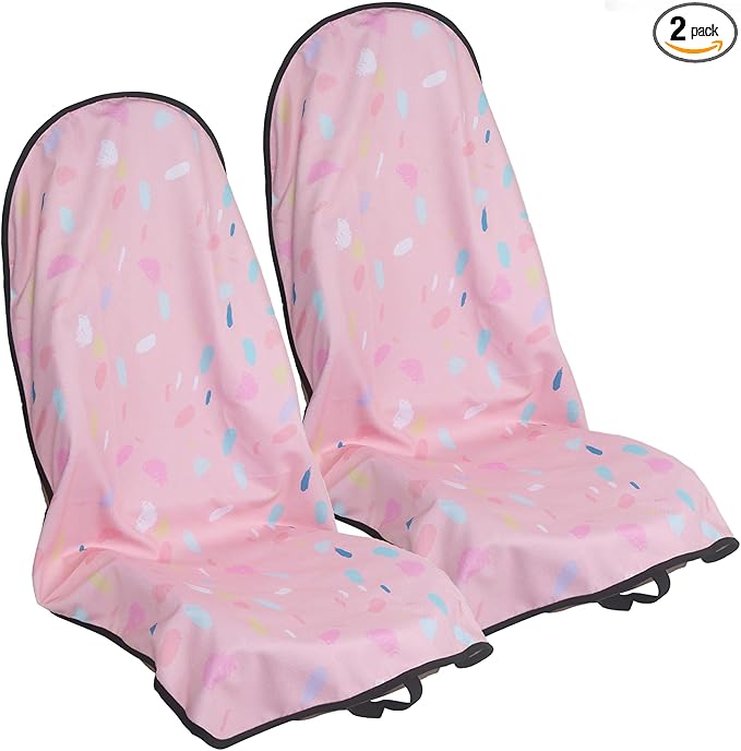 Car Seat Cover Protector Front Seats,for Gym Workout,Running,Swimming,Beach and Hiking,Waterproof Sweat Towel Bucket Seat Covers for Cars SUV Trucks (Pink Marbling, 2Pcs)-PawvioPets