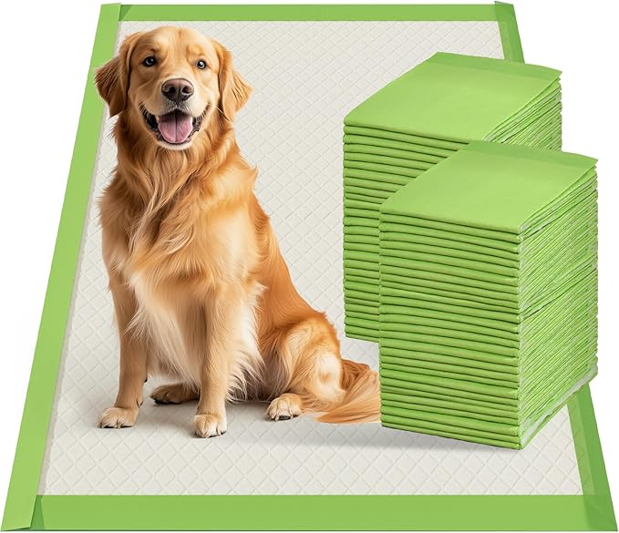 Gardner Pet Dog Pee Pads Extra Large 29"x47", XL Thicker ECO Green Disposable Puppy Training Pads Super Absorbent Full Edge-Wrapping Pad for Dogs, Puppies, Cats, Rabbits (50 Count)-PawvioPets