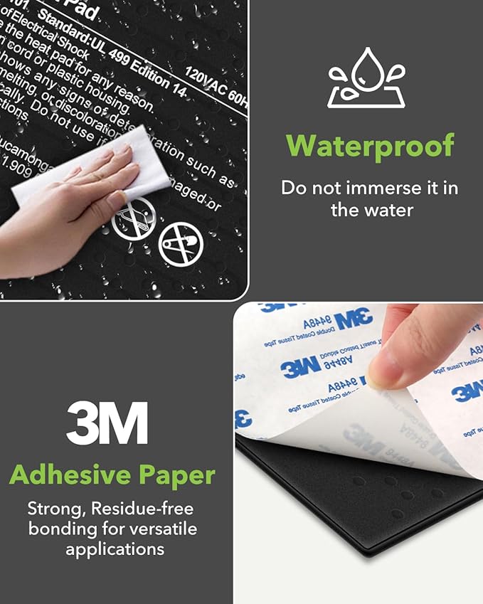 BN-LINK Reptile Heat Pad 6"X8" 8W for 10-20gal Under Tank Terrarium Heating Mat Waterproof for Turtle, Lizard, Frogs, Snake, Hermit Crab-PawvioPets