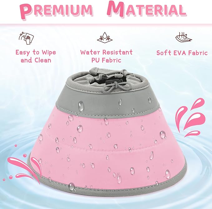 Cat Cone Collar Soft to Stop Licking, Adjustable, Foldable Lightweight Kitten Cones After Surgery Recovery for Cats & Kittens, Cat Cone Alternative (Solid Pink, S)-PawvioPets