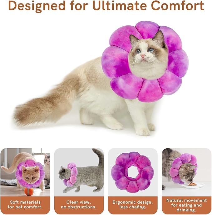 Cat Collar Soft, Adjustable Soft Protective Neck Cats Recovery Cone After Surgery-PawvioPets