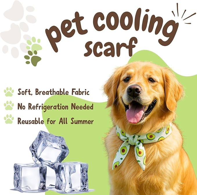 2pcs Cooling Scarf for Pets,Summer Cooling Scarves Keep Cats and Dogs Cool, Reused,Rrecycled,Suitable for Dogs (2pcs-Avocado)-PawvioPets