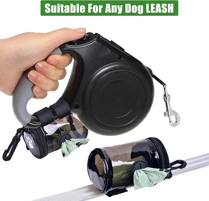 Dog Waste Bag Dispenser Poop Bag Dispenser for Leash Accessory dog Poop Bag Holders Fits Dog Leash Include Hand Free Holder, Clear, No-PUXYB-PawvioPets