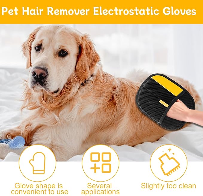 2025 Pet Hair Removal Glove for Cats & Dogs,3pcs Electrostatic Pet Hair Remover,Efficient Grooming Gloves for Pet Hair,Reusable Cat & Dog Hair Remover for Furniture,Couch,Curtain,Carpet-PawvioPets