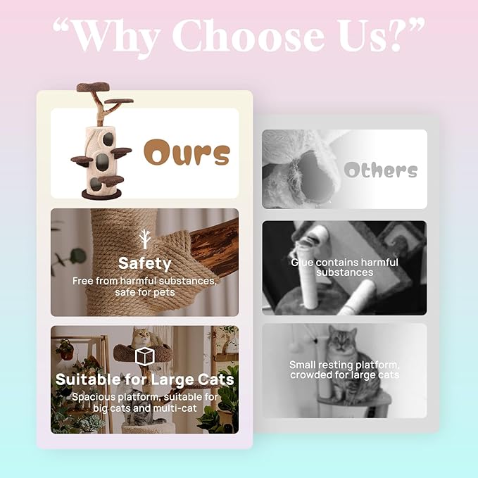 54.7'' Tall Modern Wood Cat Tree with 3 Level House, Luxury Cat Tower for Home Decoration, Large Cat Condo for Multi-Cat Families-PawvioPets