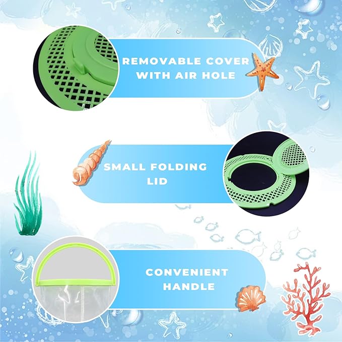 Foldable Small Aquarium, Portable Fish Tank, Fish Transport Container, Plasitc Fish Bowl, Beginner Tank, Great Concept for Catching and Release Critters, Beach, Pool and Lake (Green, Large)-PawvioPets