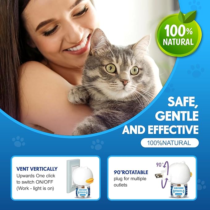 Cat Calming Pheromones Diffuser: 6-in-1 Kit Cat Appeasing Pheromone Diffuser to Calm (2 Plugin+4x48ml Refills) for Comfort Reduces Stress Anxiety, Long-Lasting Appeasing Pheromone for Pet Cat (6in1)-PawvioPets
