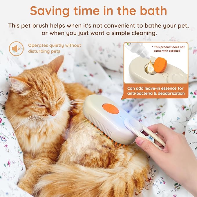 GKZ Cat Steam Brush, 3 in 1 Pet Comb for Massage, Cleaning, Shedding and Combing, Electric Mist to Prevent Flyaways for Home, Dogs and Cat Lovers - Khaki-PawvioPets