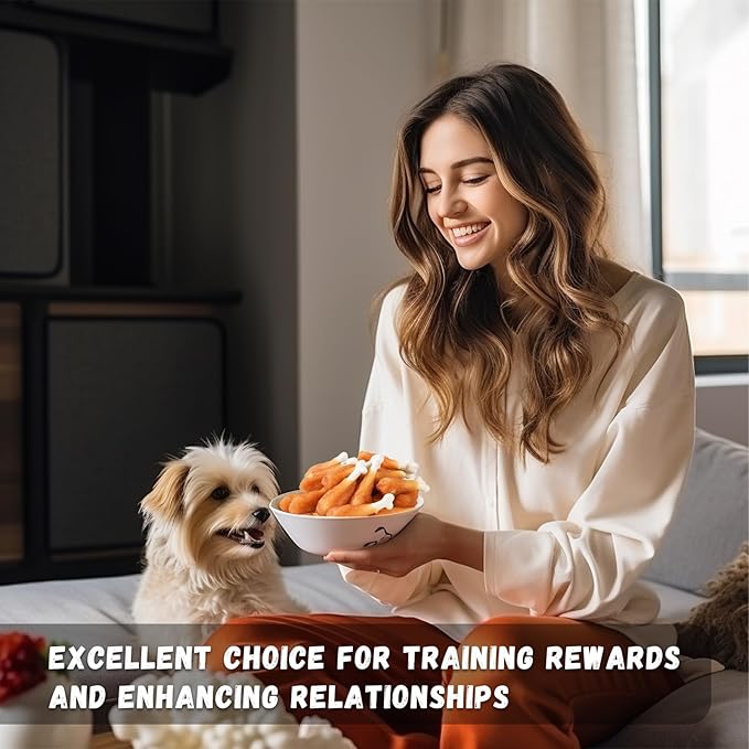 Dog Treats, Chicken Wrapped Calcium Bone Rawhide-Free Grain-Free Training Treats for Dogs Teeth Cleanning Breath Fresh Dog Chewy Snacks for Medium Large Dogs 10.6oz or 18-19 pcs-PawvioPets