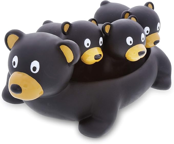 DolliBu Black Bear Animal Bath Toys - Family Animal Water Squirter for Kids, 4-Piece Kid and Baby Bathtub Toys, Fun Bath Time Children, Floating Bath Tub Decor, Rubber Animal Bath Toys, Squirt Toys-PawvioPets