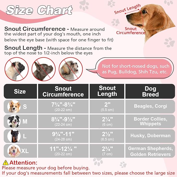 Dog Muzzle, Soft Air Mesh Muzzle for Small Medium Large Dogs Anti Biting Barking Chewing Scavenging, Breathable Adjustable Loop Pets Muzzle with Front Opening Design Allows Panting Drinking (Pink,XL)-PawvioPets