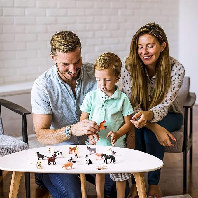 16Pcs Small Animals Figures, Realistic Farm Animals Toys for Cupcake Toppers, Learning Educational Toys, Birthday Party Favors Gift for Kids-PawvioPets