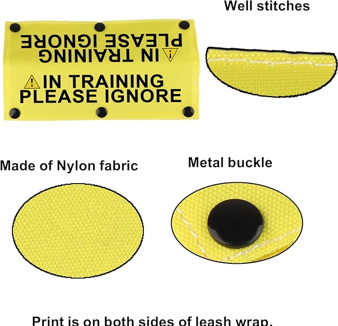 Funny Dog Leash Sleeve in Training Please Ignore Dog Leash Wrap Sleeve Alert Tag Pet Birthday Gift (Training Please Ignore-YE Sleeve)-PawvioPets