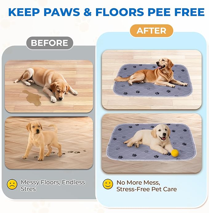 Fostanfly Reusable Puppy Pads, 2 Pack 18"x 24" Washable Pee Pads for Dogs, Absorbent and Leakproof Wee Wee Mat, Waterproof Non Slip Training Mats for Potty, Crate, Playpen, Bed, Sofa-PawvioPets