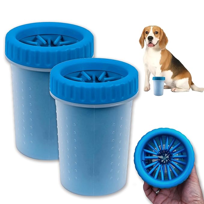 2 Pack Portable Dog Paw Cleaner, Washer, Buddy Muddy Pet Foot Cleaner for Medium Breed Dogs and Cats, Blue-PawvioPets