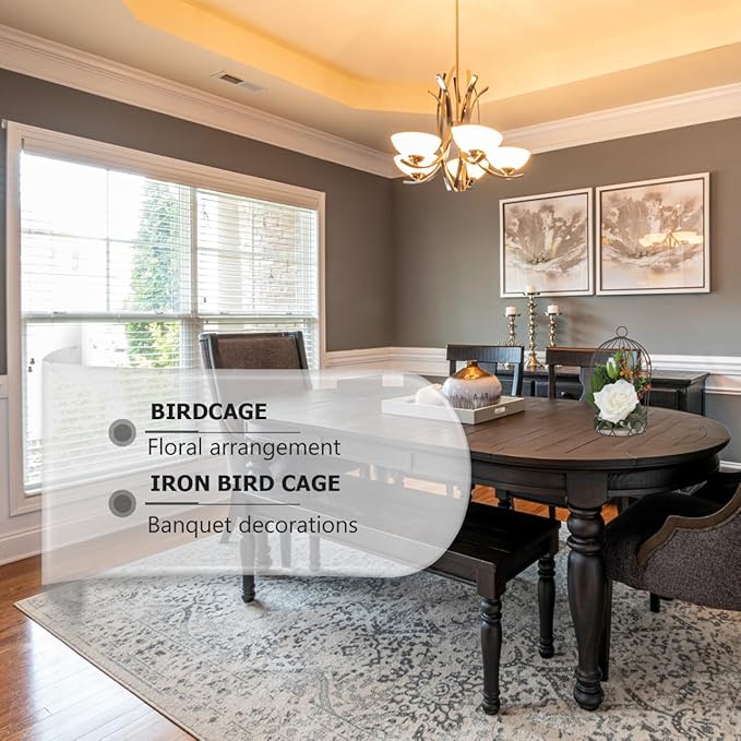 BESTOYARD Hanging Bird Cage Decor with White Simulation Rose Flowers for Home Wedding Table and Garden Ornament-PawvioPets