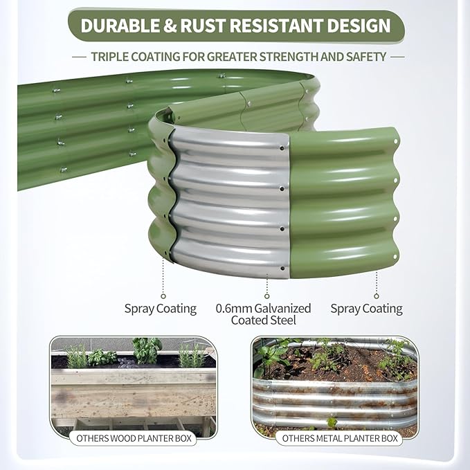 Galvanized Raised Garden Bed Outdoor- 2 Pcs Raised Beds for Gardening| Metal Planter Box, Steel Raised Garden Bed Kit with Gloves for Vegetables, Flower, Herbs (4x2x1FT, Green)-PawvioPets