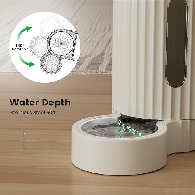 Gardner Pet Gravity Automatic 2-in-1 Pet Feeder, 0.8 Gallons*2 Cat Feeder and Water Dispenser Set, 100% BPA-Free Feeder and Stainless Steel Water Dispenser for Dogs, Cats, Rabbits, Puppies (Beige)-PawvioPets